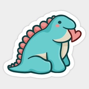 Cute Chubby Stegosaurus, Love, Dinosaur Sticker